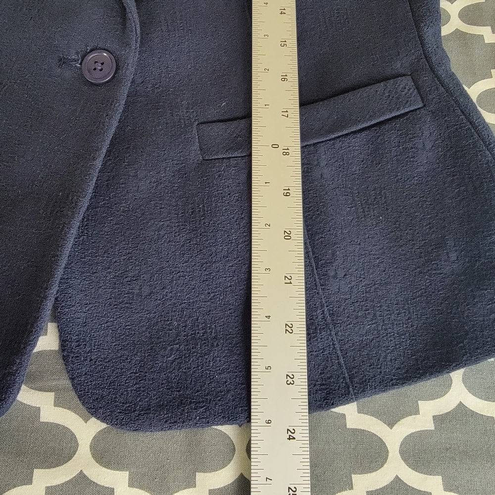 The Korner womens Navy Blue Blazer Suit Jacket Size Medium 100% Cotton - Picture 11 of 15